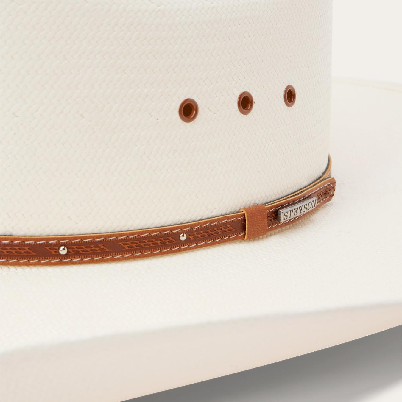 Men/Women Western Stetson Stanhope 10X Straw Cowboy Hat Natural