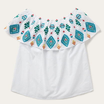 Women Blouses Stetson Bright Schiffli Embroidered White Cotton Lawn Blouse White