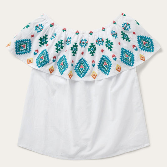 Women Blouses Stetson Bright Schiffli Embroidered White Cotton Lawn Blouse White