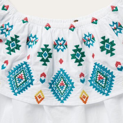 Women Blouses Stetson Bright Schiffli Embroidered White Cotton Lawn Blouse White