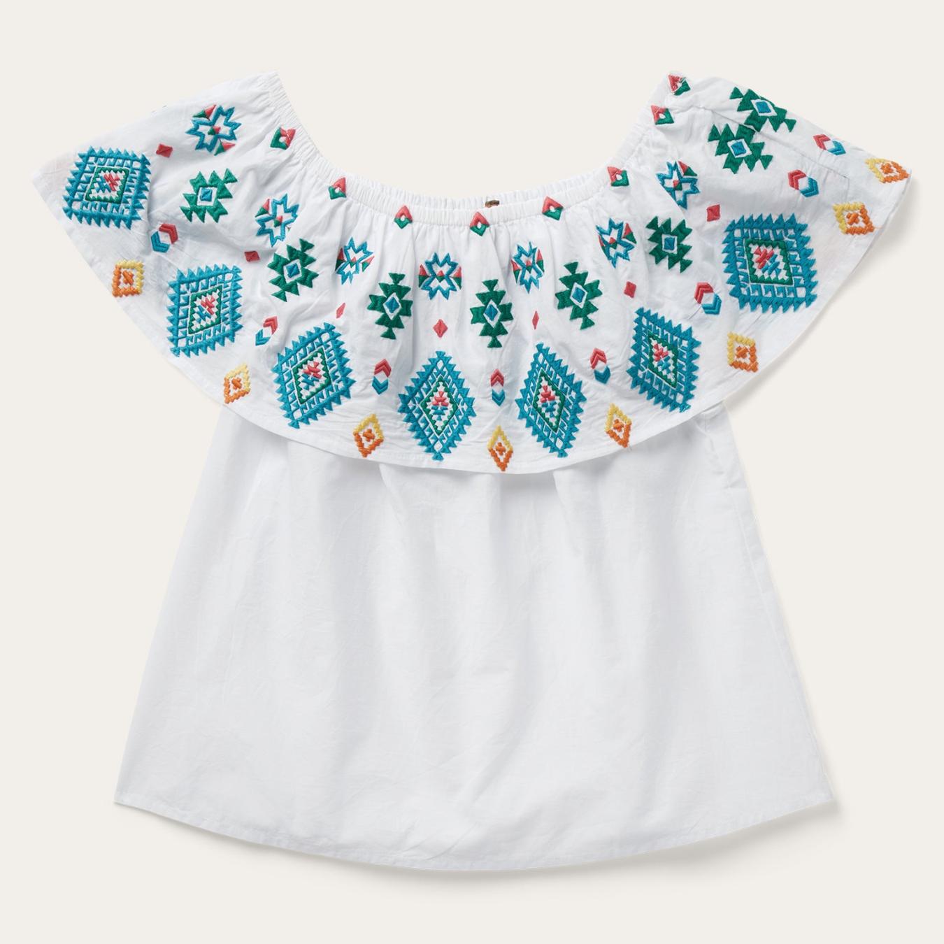 Women Blouses Stetson Bright Schiffli Embroidered White Cotton Lawn Blouse White