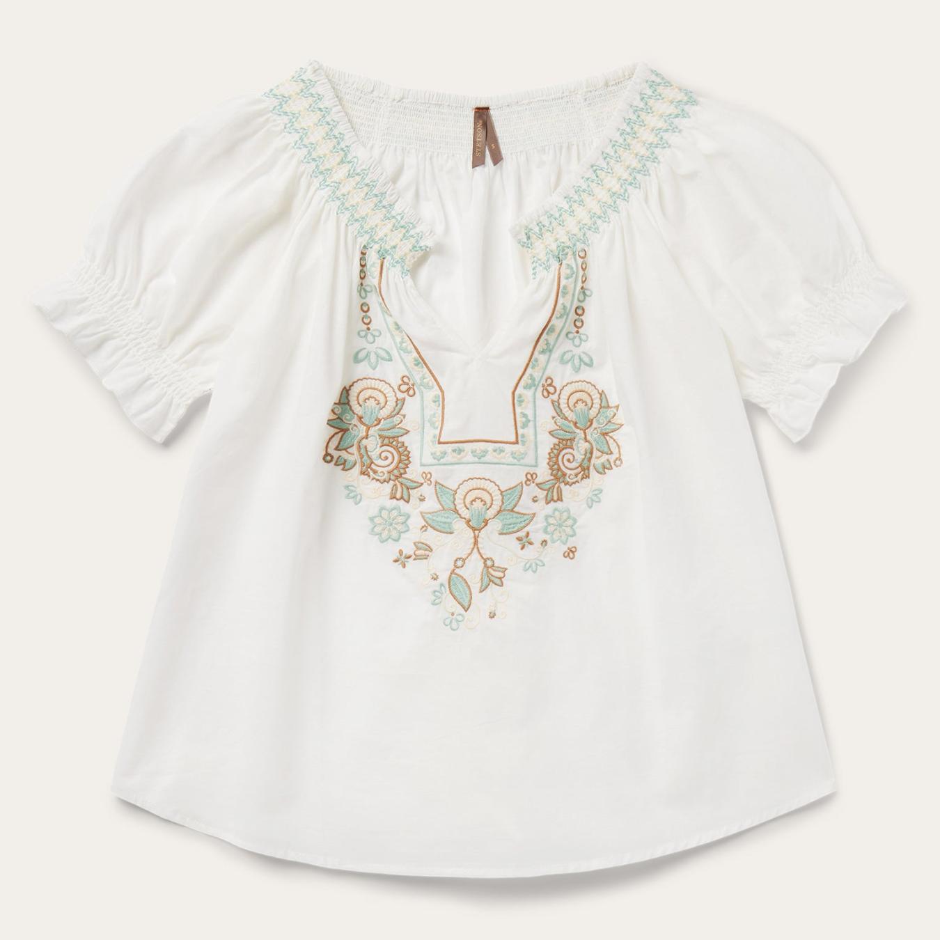 Women Blouses Stetson Cotton Voile Peasant Blouse White
