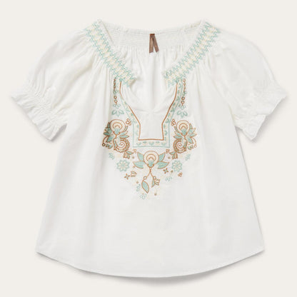 Women Blouses Stetson Cotton Voile Peasant Blouse White
