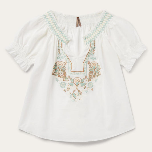 Women Blouses Stetson Cotton Voile Peasant Blouse White