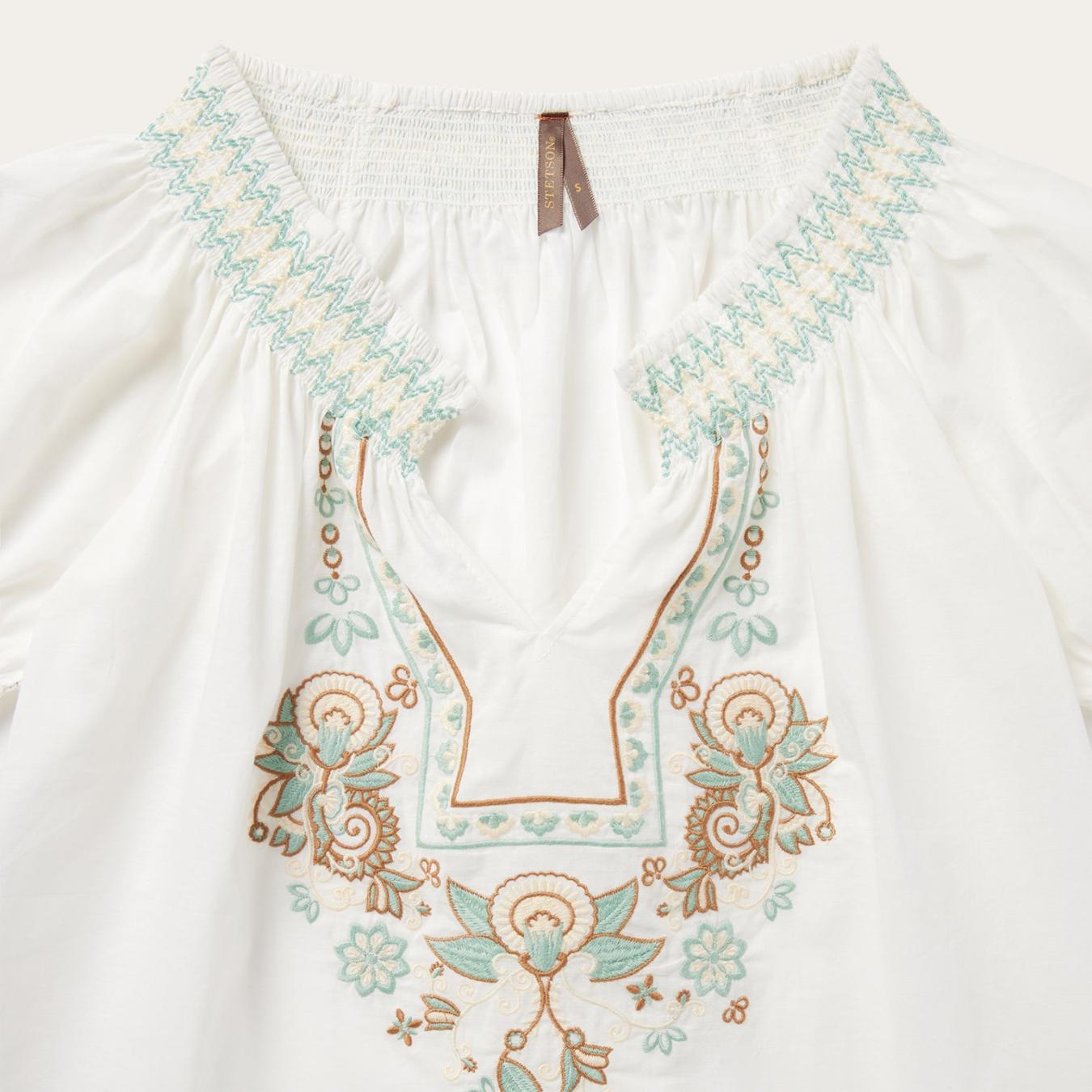 Women Blouses Stetson Cotton Voile Peasant Blouse White