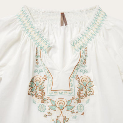 Women Blouses Stetson Cotton Voile Peasant Blouse White