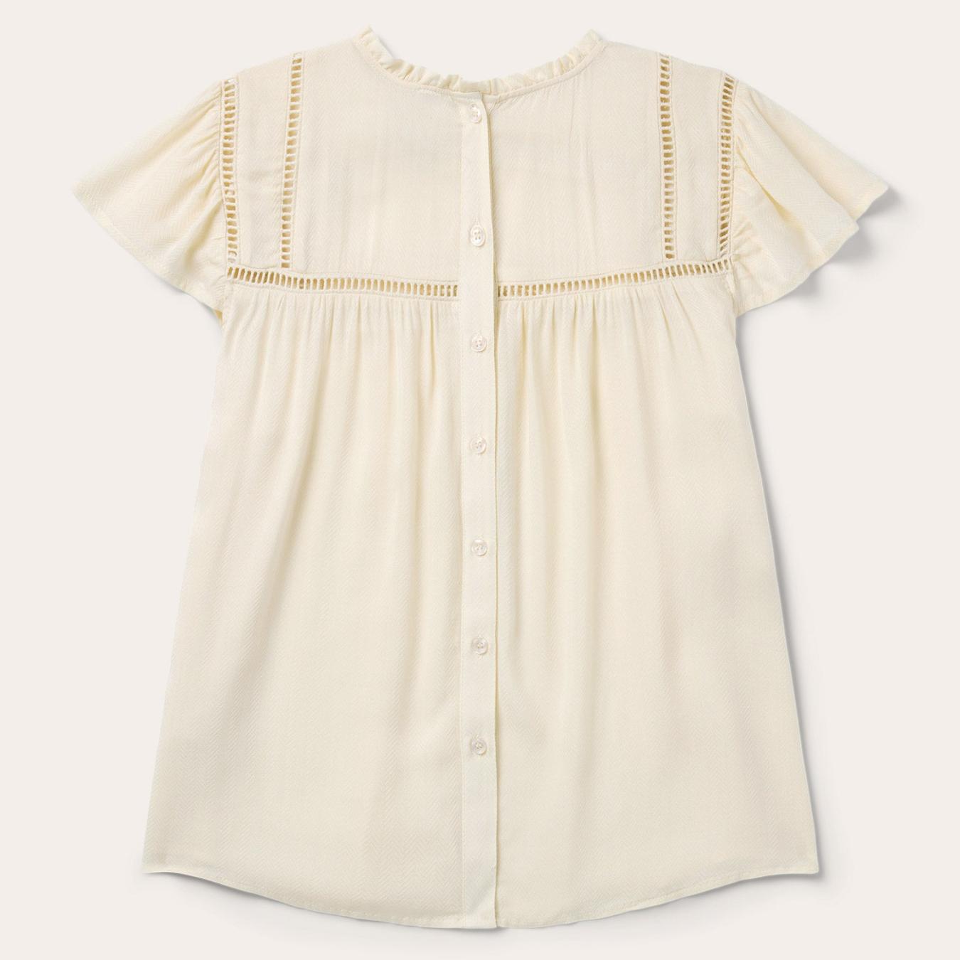 Women Blouses Stetson Cream Herringbone Blouse White