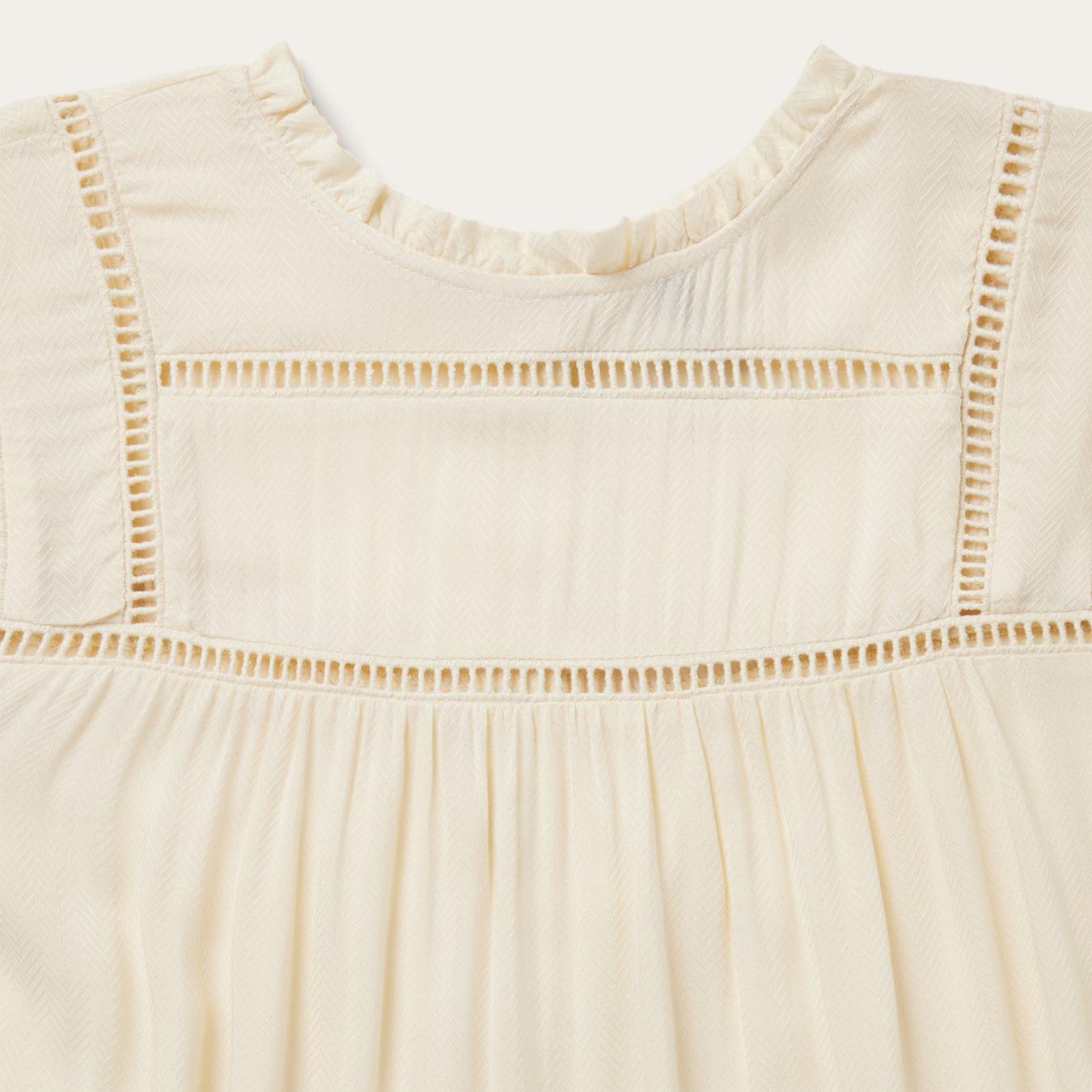 Women Blouses Stetson Cream Herringbone Blouse White