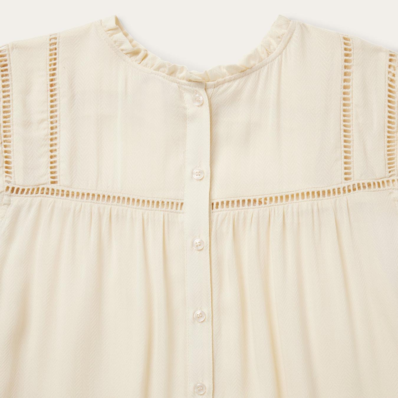 Women Blouses Stetson Cream Herringbone Blouse White