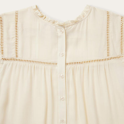 Women Blouses Stetson Cream Herringbone Blouse White