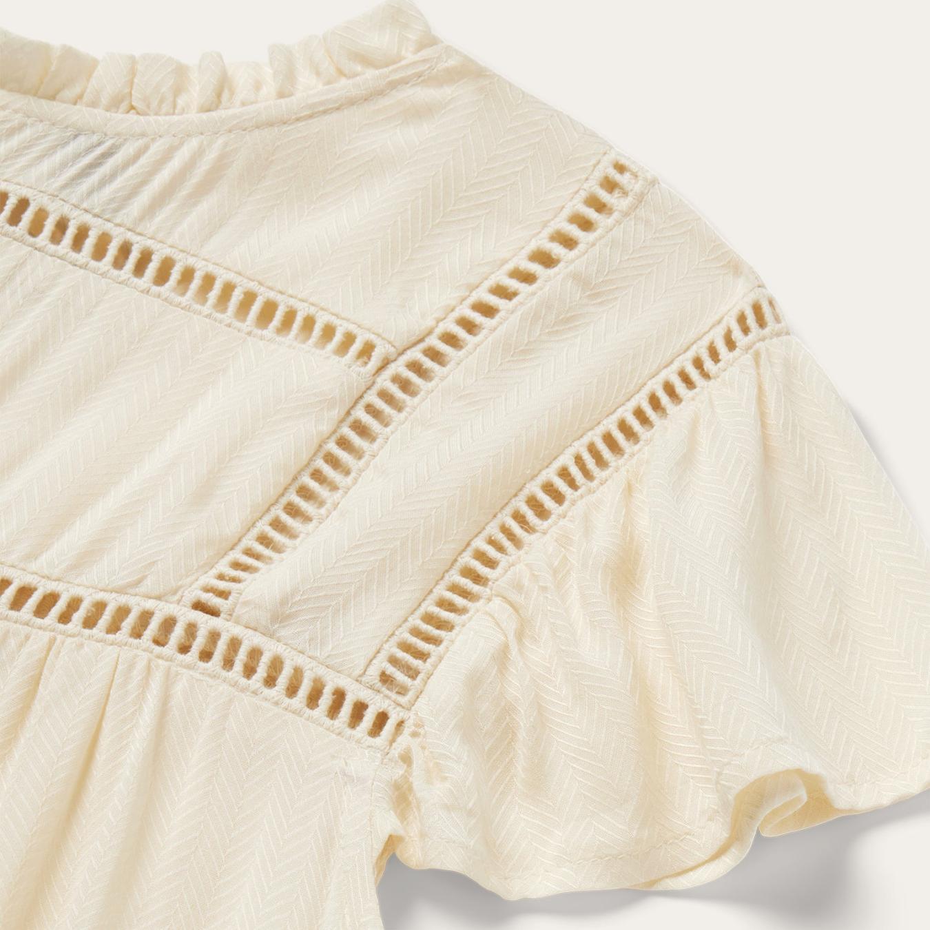 Women Blouses Stetson Cream Herringbone Blouse White