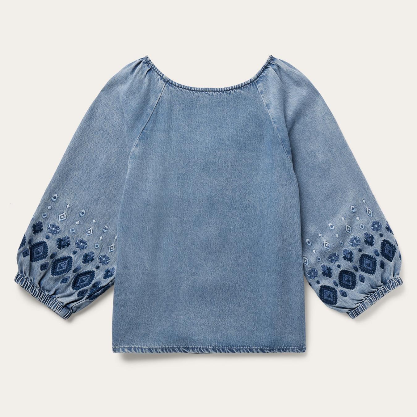 Women Blouses Stetson Denim Snap Front Blouse Blue