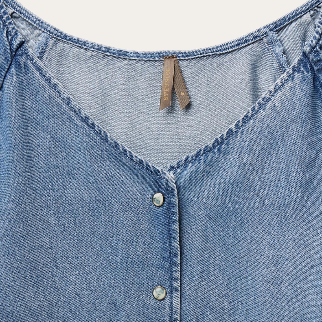 Women Blouses Stetson Denim Snap Front Blouse Blue