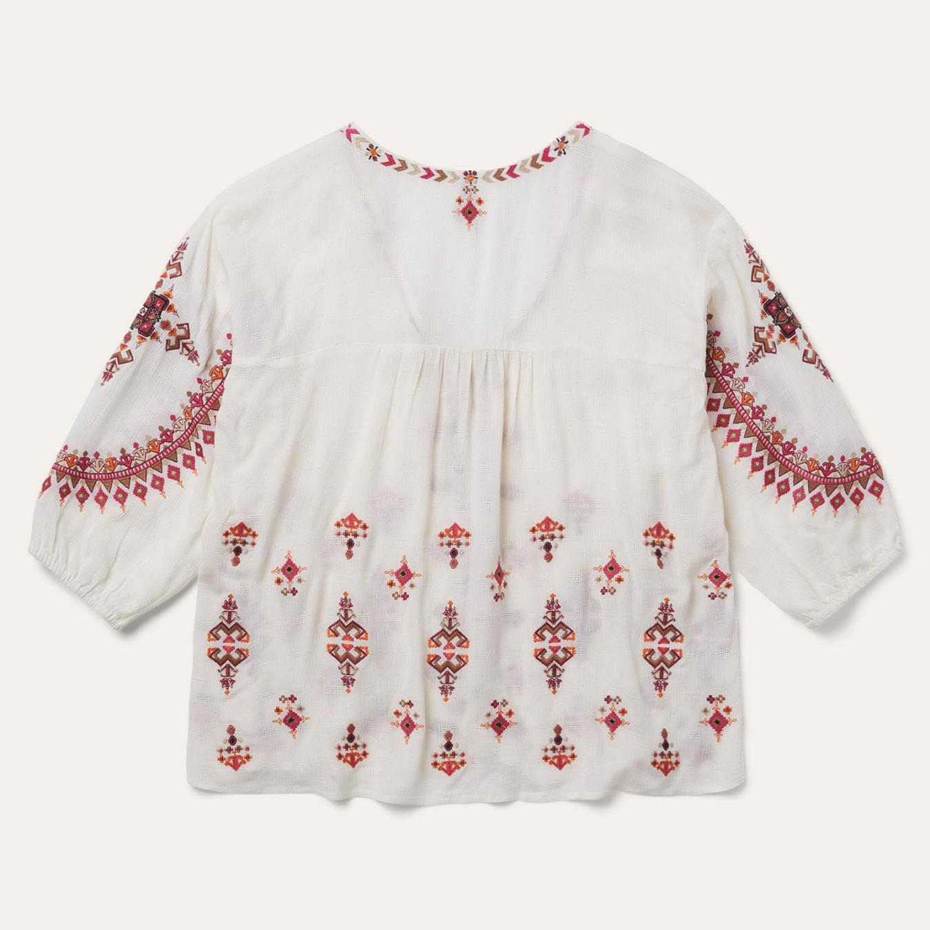Women Blouses Stetson Dobby Peasant Blouse White