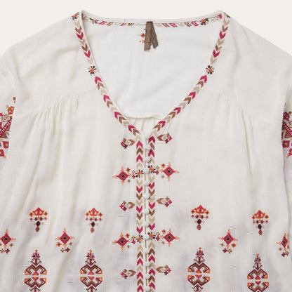Women Blouses Stetson Dobby Peasant Blouse White