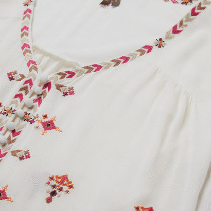 Women Blouses Stetson Dobby Peasant Blouse White