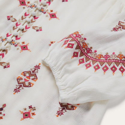 Women Blouses Stetson Dobby Peasant Blouse White