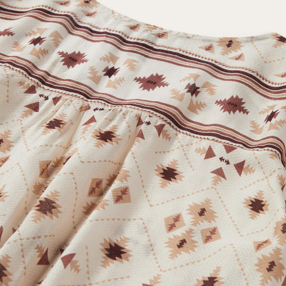 Women Blouses Stetson Gaucho Print Herringbone Blouse White