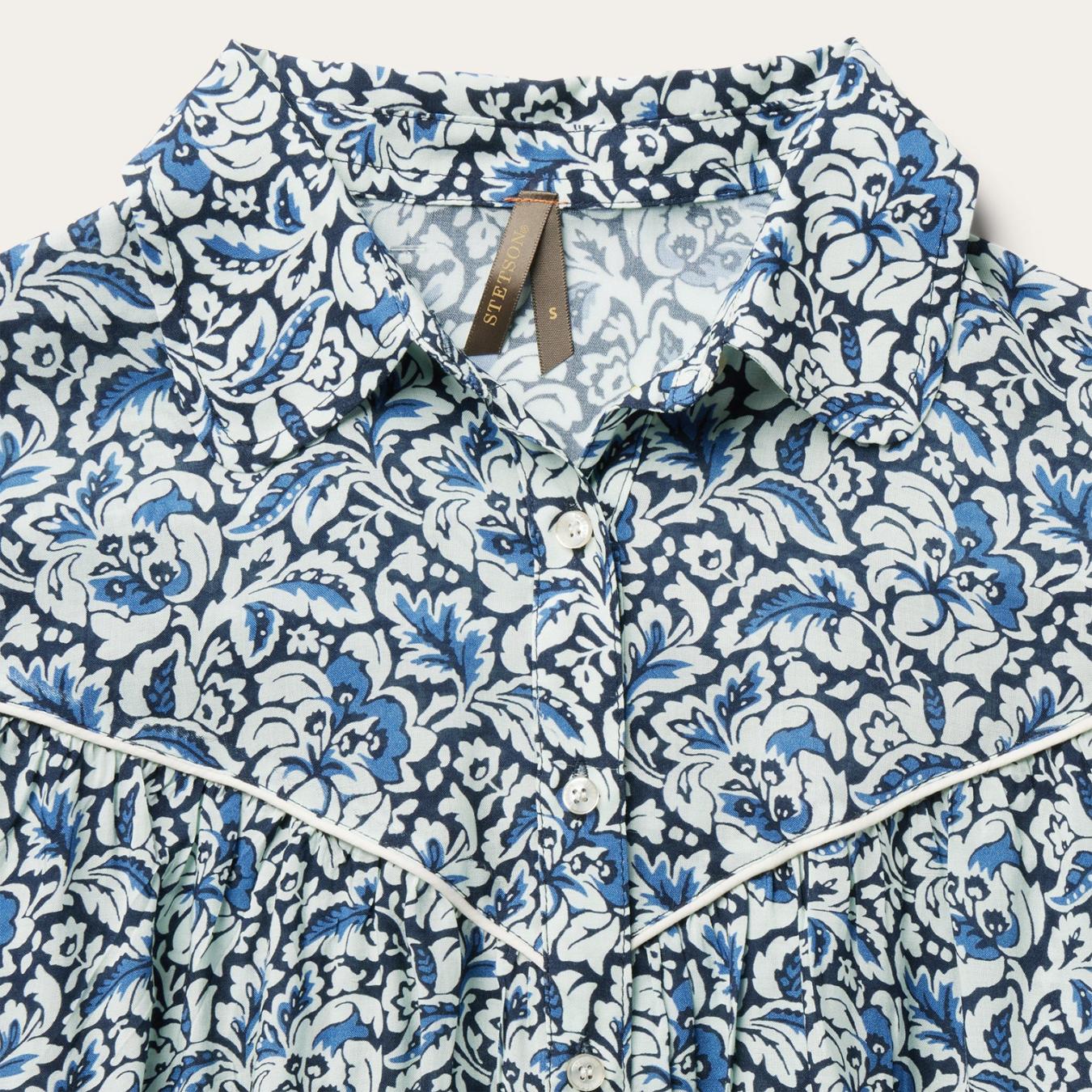 Women Blouses Stetson Indigo Tapestry Print Blouse Blue