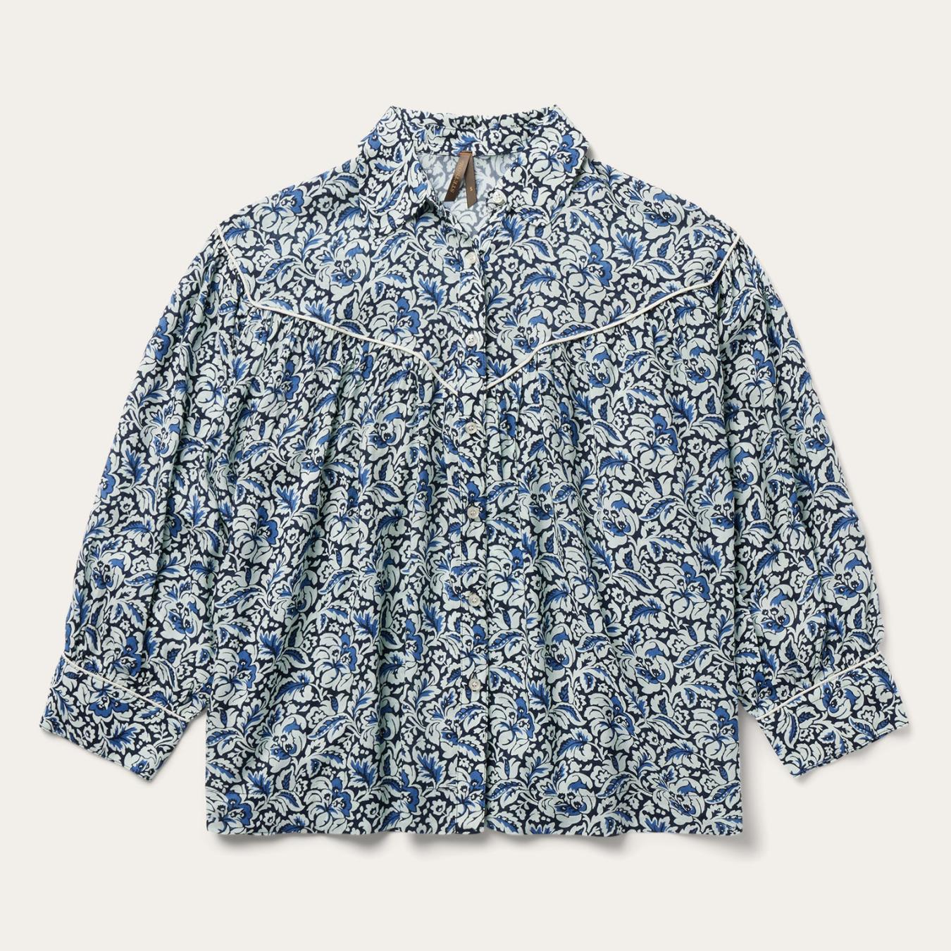 Women Blouses Stetson Indigo Tapestry Print Blouse Blue