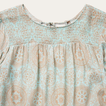 Women Blouses Stetson Mandala Print Peasant Blouse Blue