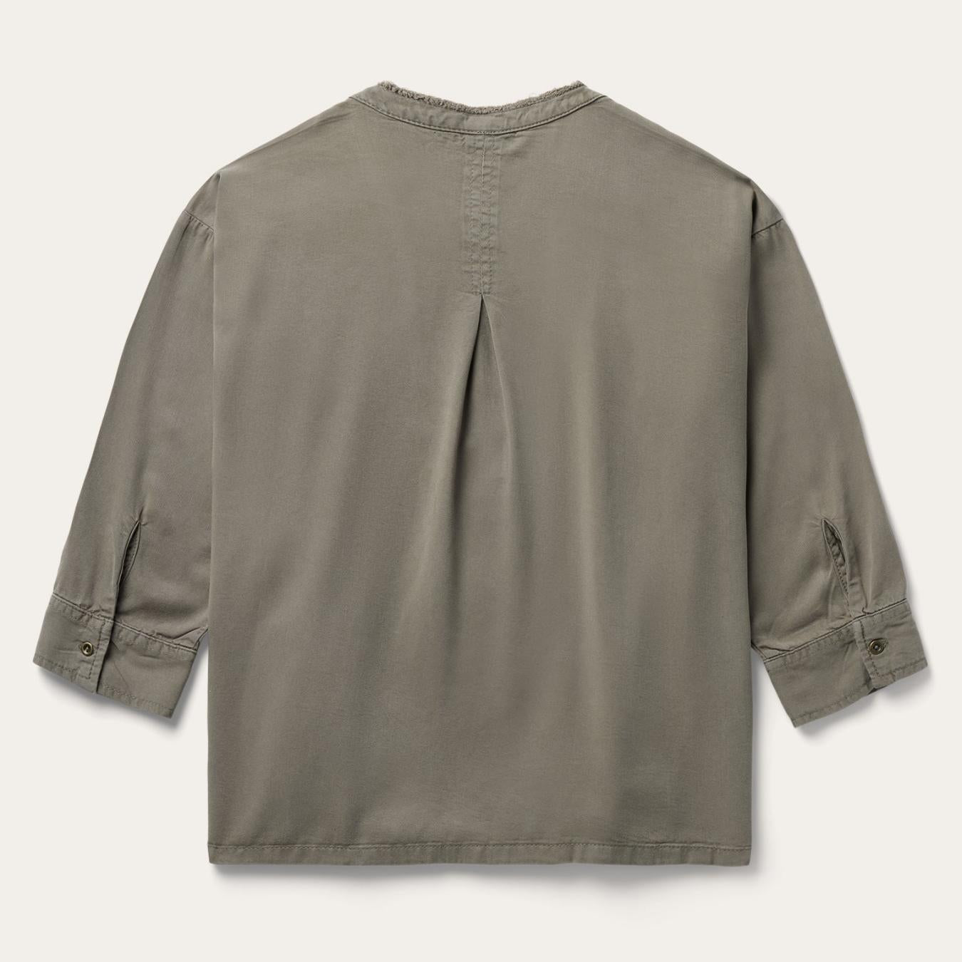 Women Blouses Stetson Olive Twill Peasant Blouse Green