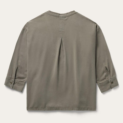Women Blouses Stetson Olive Twill Peasant Blouse Green