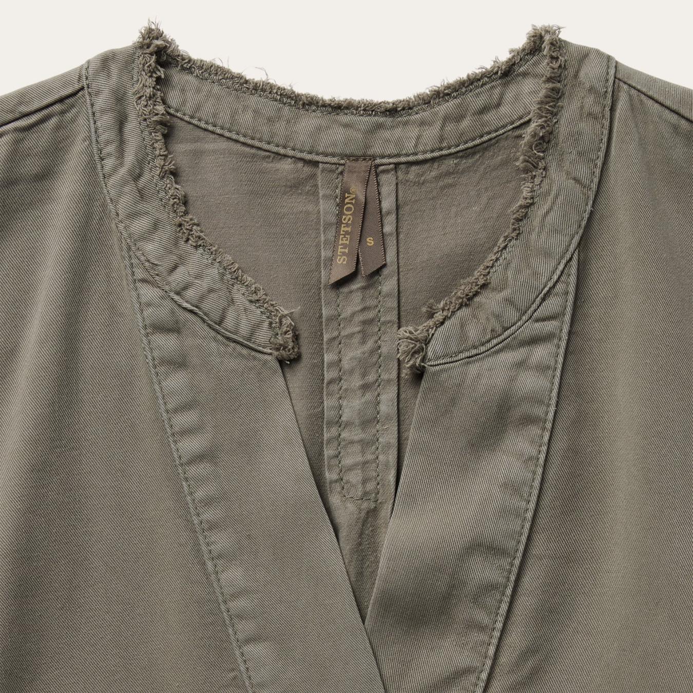 Women Blouses Stetson Olive Twill Peasant Blouse Green