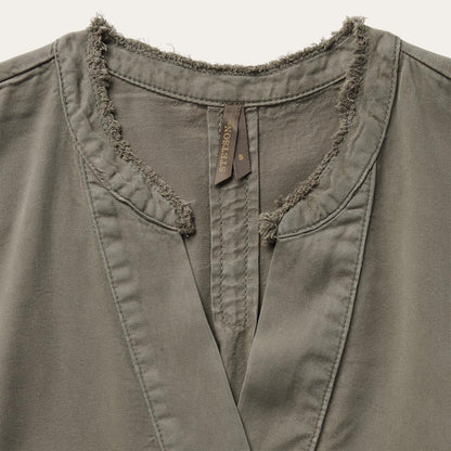 Women Blouses Stetson Olive Twill Peasant Blouse Green