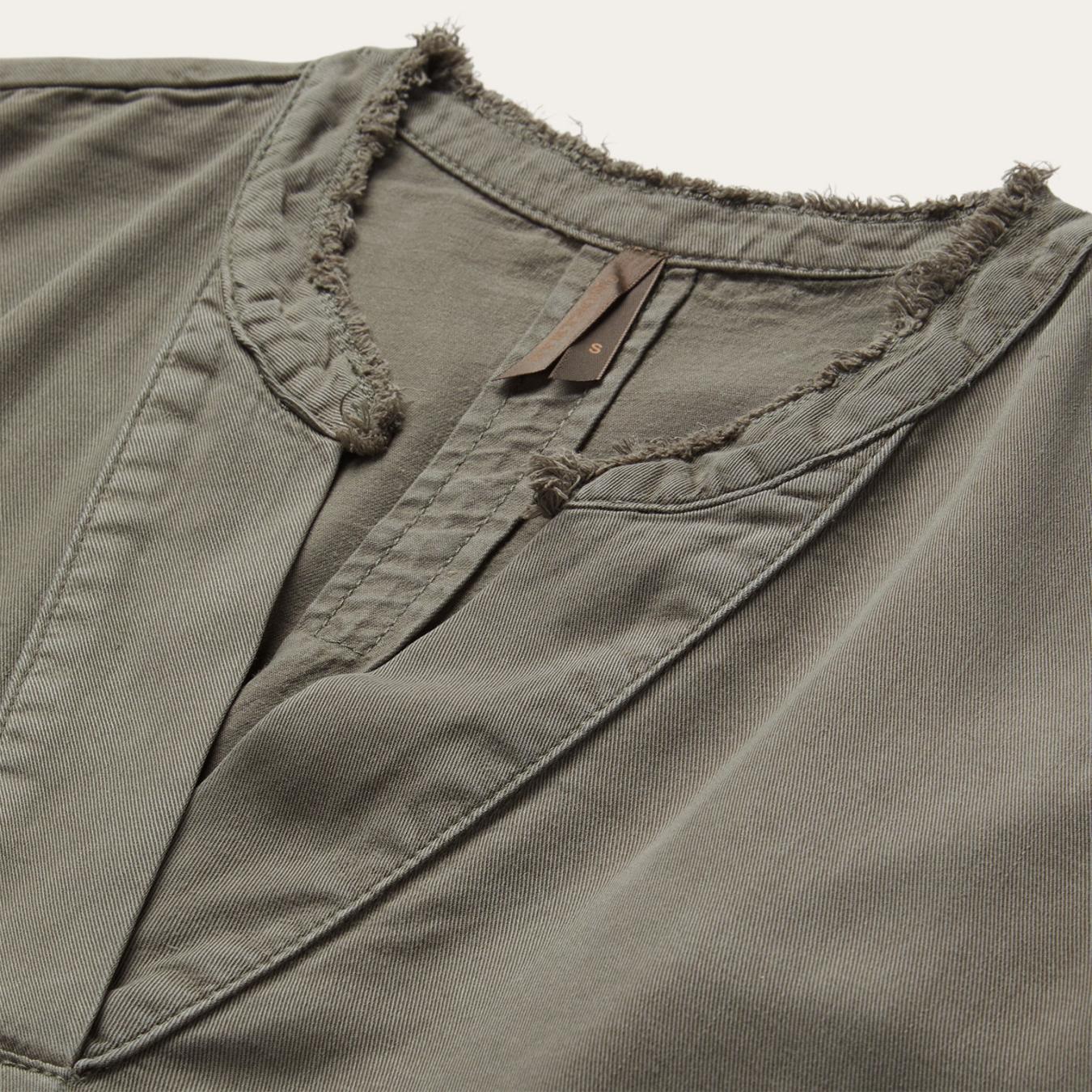 Women Blouses Stetson Olive Twill Peasant Blouse Green
