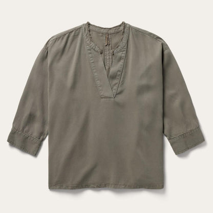 Women Blouses Stetson Olive Twill Peasant Blouse Green