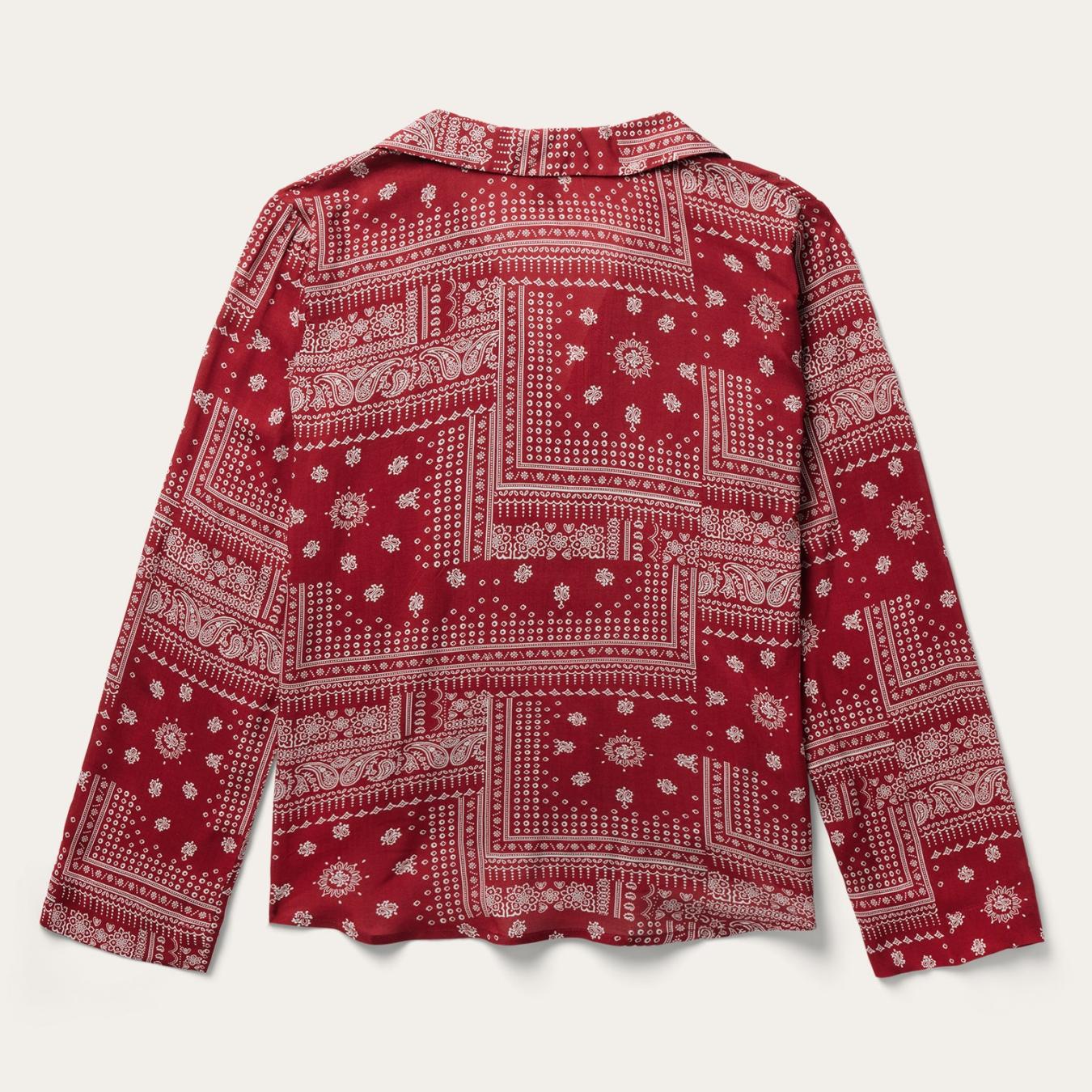 Women Blouses Stetson Red Bandana Patchwork Blouse Red