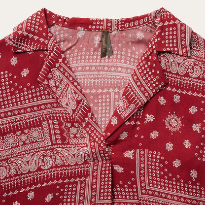 Women Blouses Stetson Red Bandana Patchwork Blouse Red