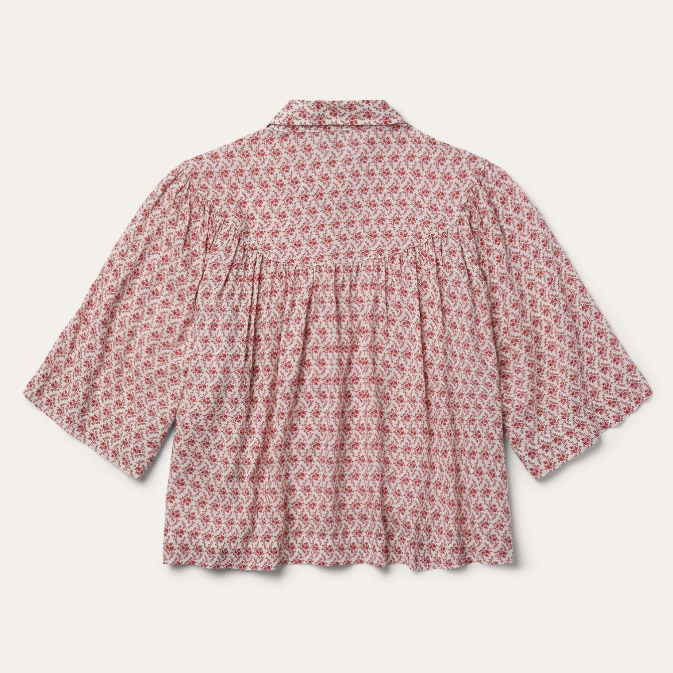 Women Blouses Stetson Short-Sleeved Cottage Floral Blouse Red