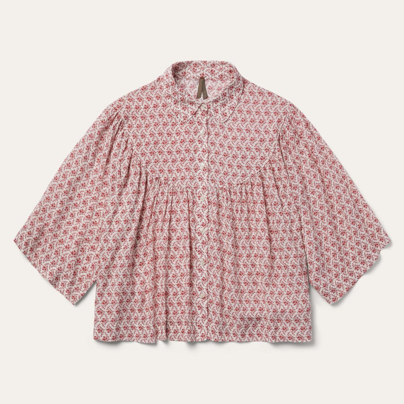 Women Blouses Stetson Short-Sleeved Cottage Floral Blouse Red