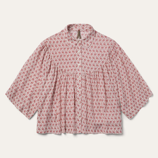 Women Blouses Stetson Short-Sleeved Cottage Floral Blouse Red
