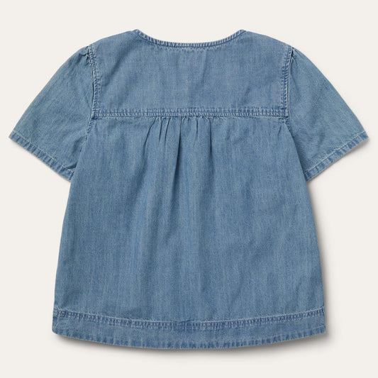 Women Blouses Stetson Short-Sleeved Denim Blouse Blue