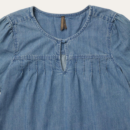 Women Blouses Stetson Short-Sleeved Denim Blouse Blue