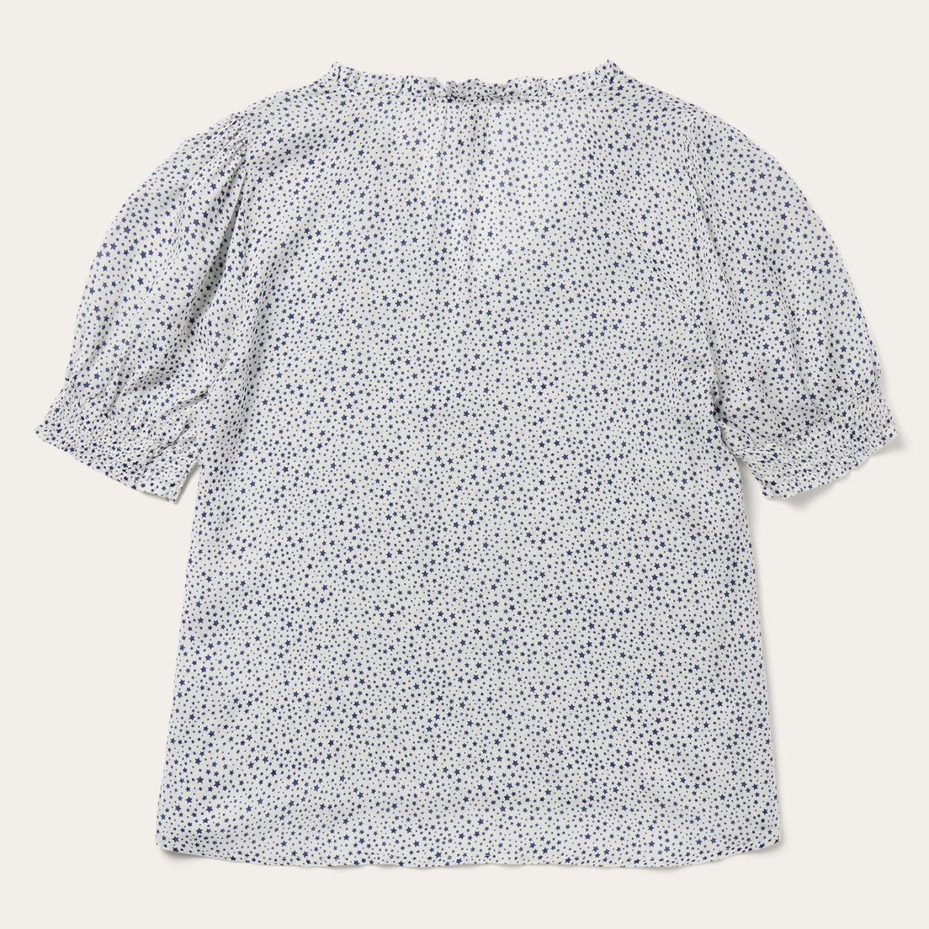 Women Blouses Stetson Stars Print Peasant Blouse White