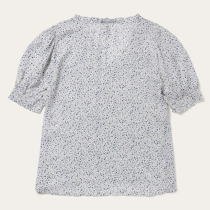 Women Blouses Stetson Stars Print Peasant Blouse White