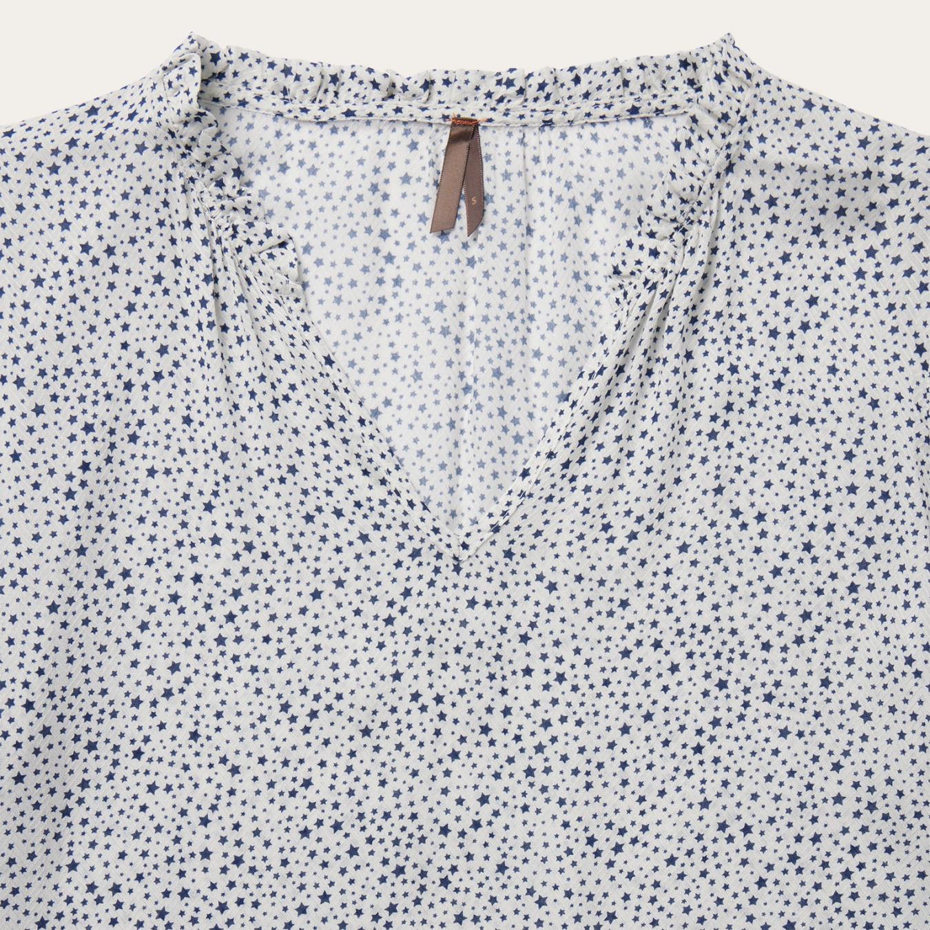 Women Blouses Stetson Stars Print Peasant Blouse White
