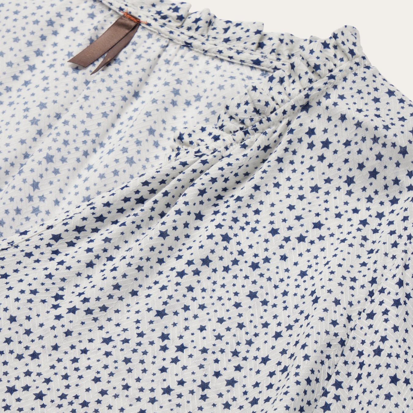 Women Blouses Stetson Stars Print Peasant Blouse White