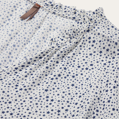 Women Blouses Stetson Stars Print Peasant Blouse White