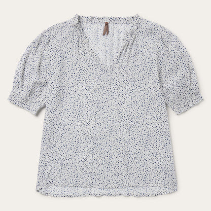 Women Blouses Stetson Stars Print Peasant Blouse White