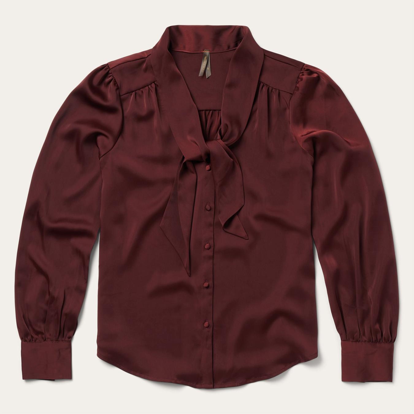 Women Blouses Stetson Wine Satin Blouse Red