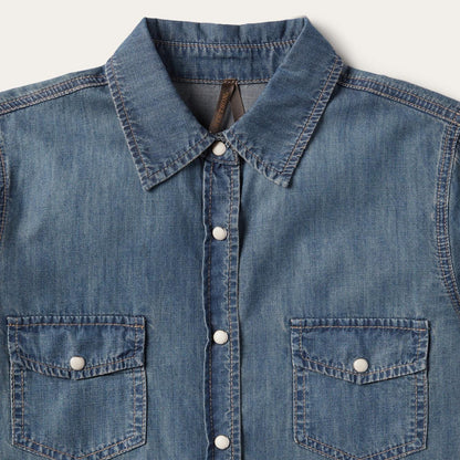 Women Denim Shirts Stetson Boyfriend Fit Denim Shirt Blue