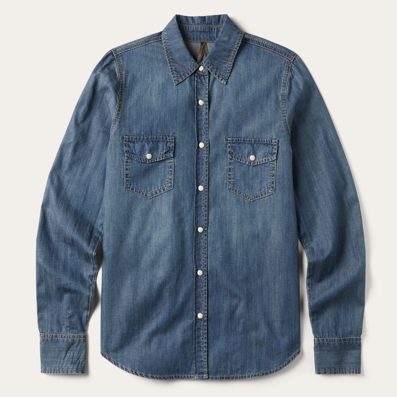 Women Denim Shirts Stetson Boyfriend Fit Denim Shirt Blue