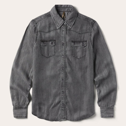 Women Denim Shirts Stetson Boyfriend Fit Denim Shirt Washed Black