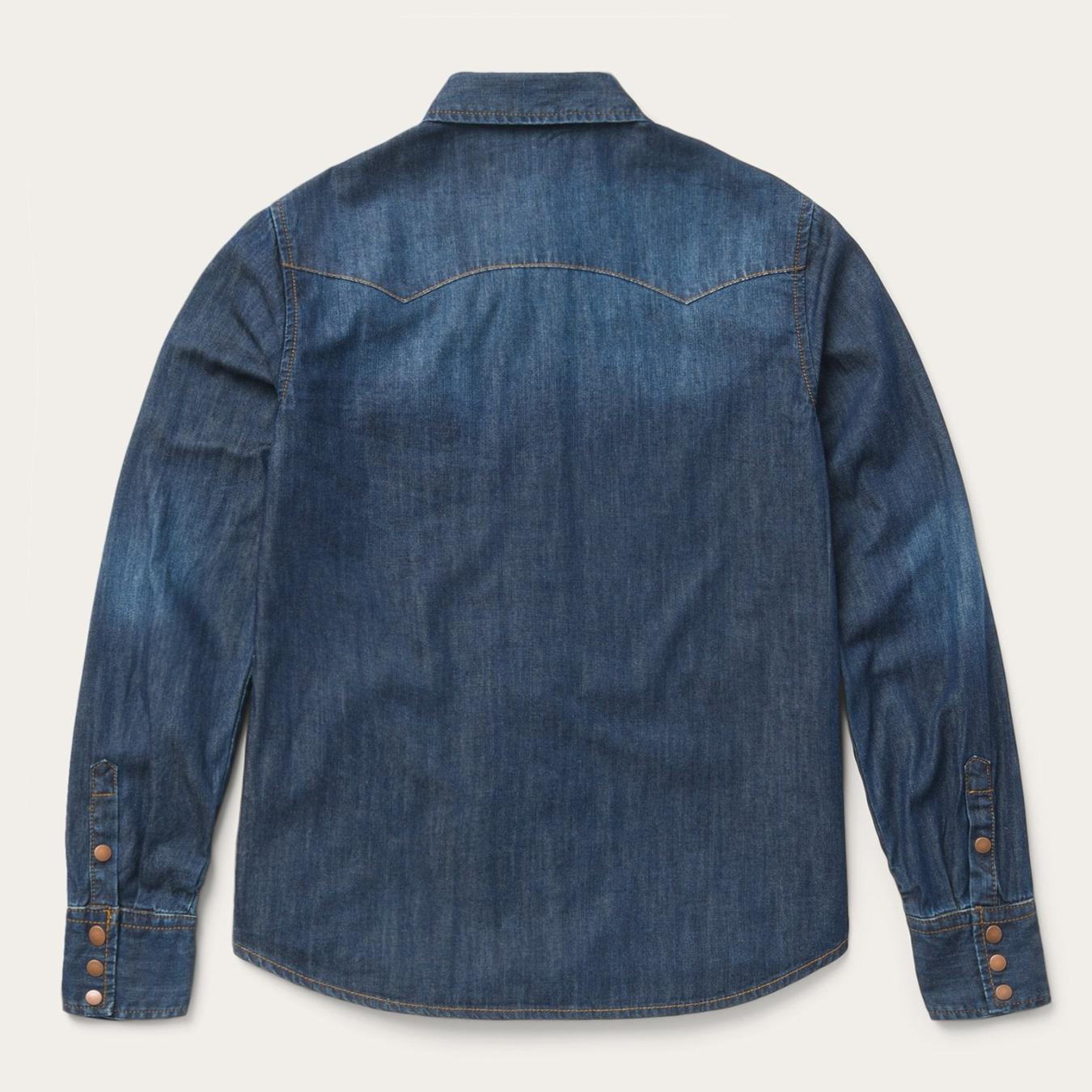 Women Denim Shirts Stetson Dark Denim Snap Front Shirt Blue