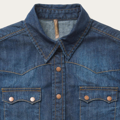 Women Denim Shirts Stetson Dark Denim Snap Front Shirt Blue